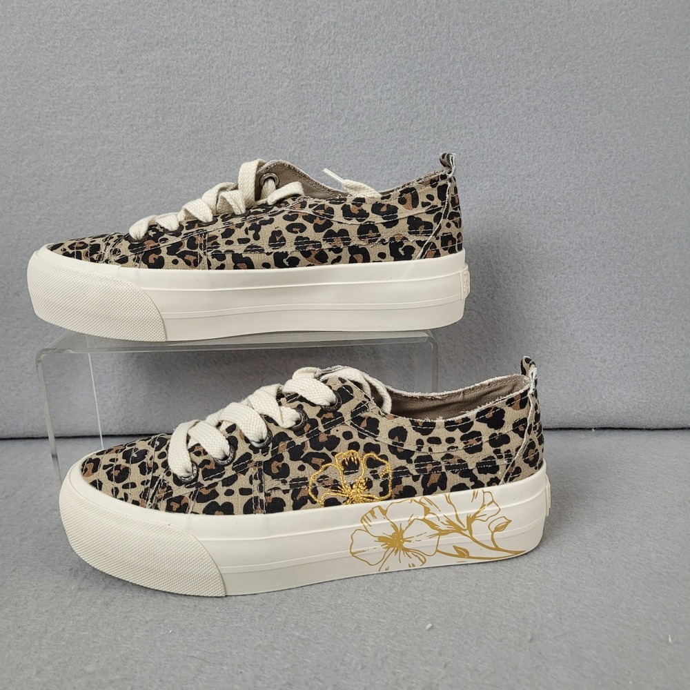 Blowfish Malibu Sadie-Sun Platform Sneaker Leopard Floral Gold Canvas 7 NEW